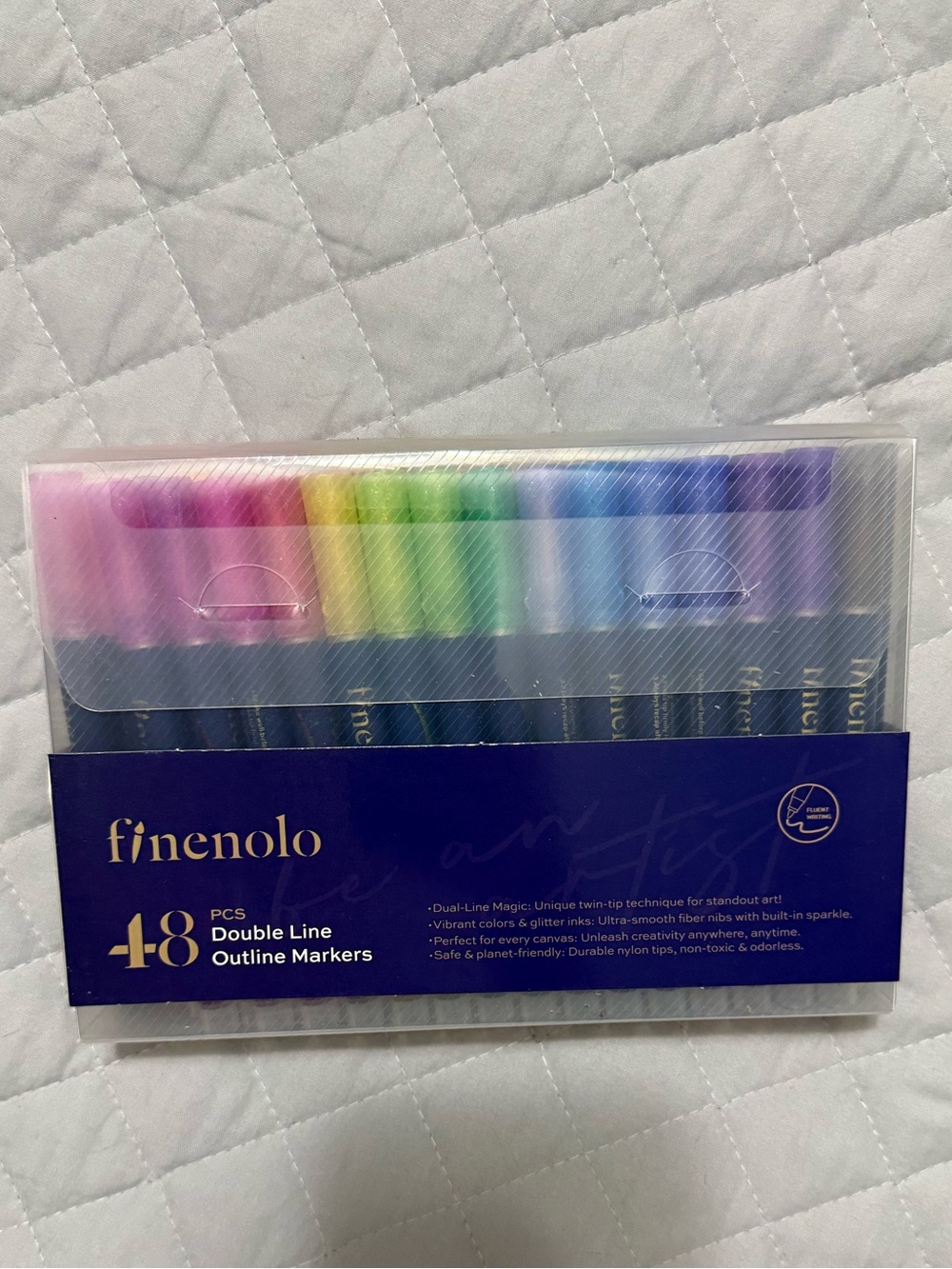48-Piece Double Line Outline Markers - Pastel Rainbow by Finenolo